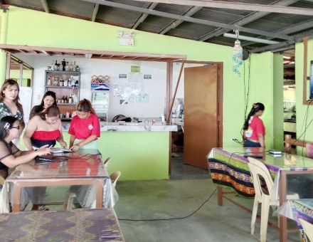 Our kitchen team prepping a meal