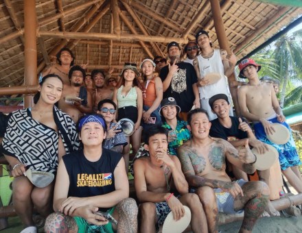 Friends gathered at Mac Beach