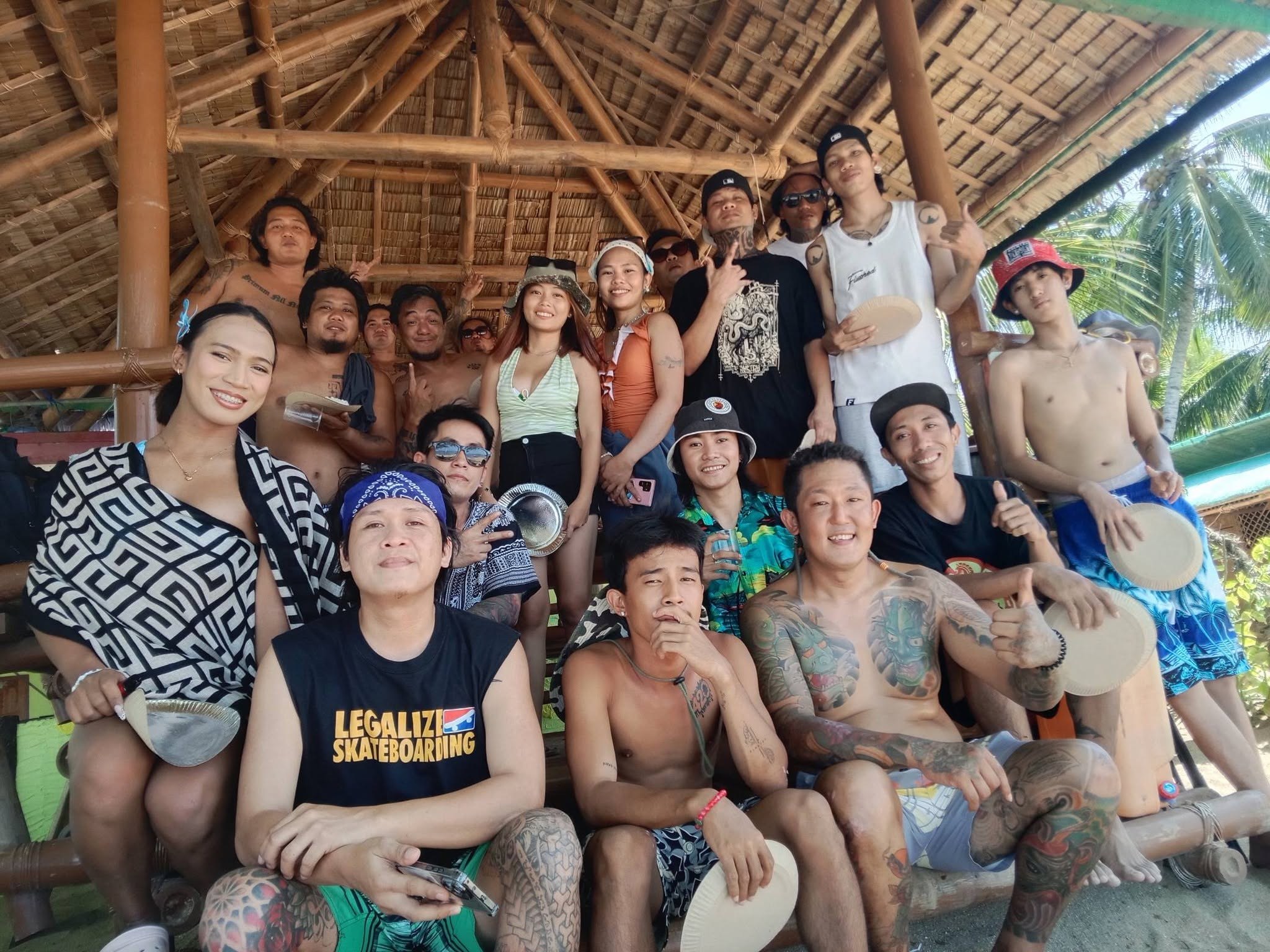Friends gathered at Mac Beach